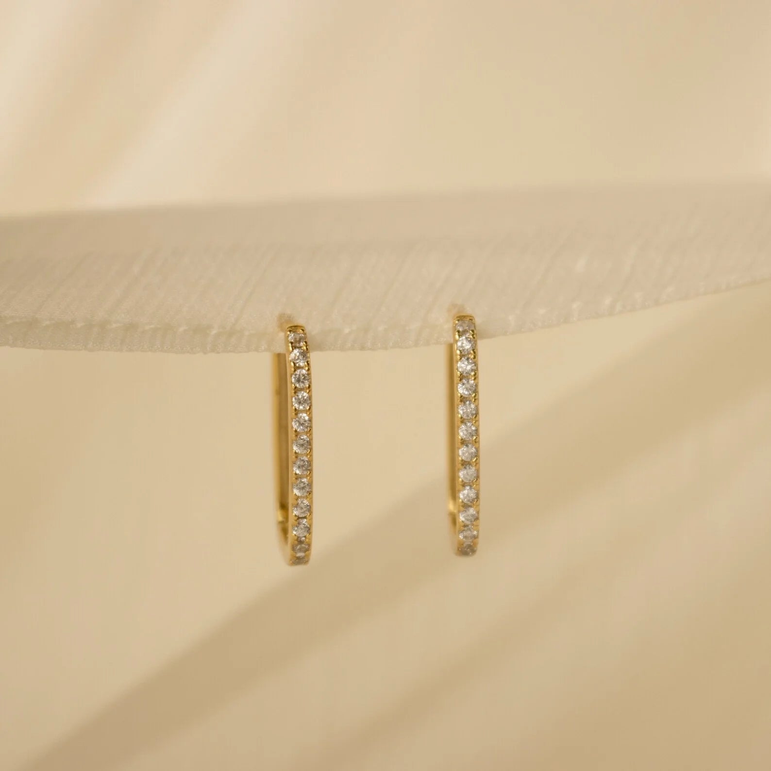 Pave Cable Link Earrings Silver 18K Gold Plated