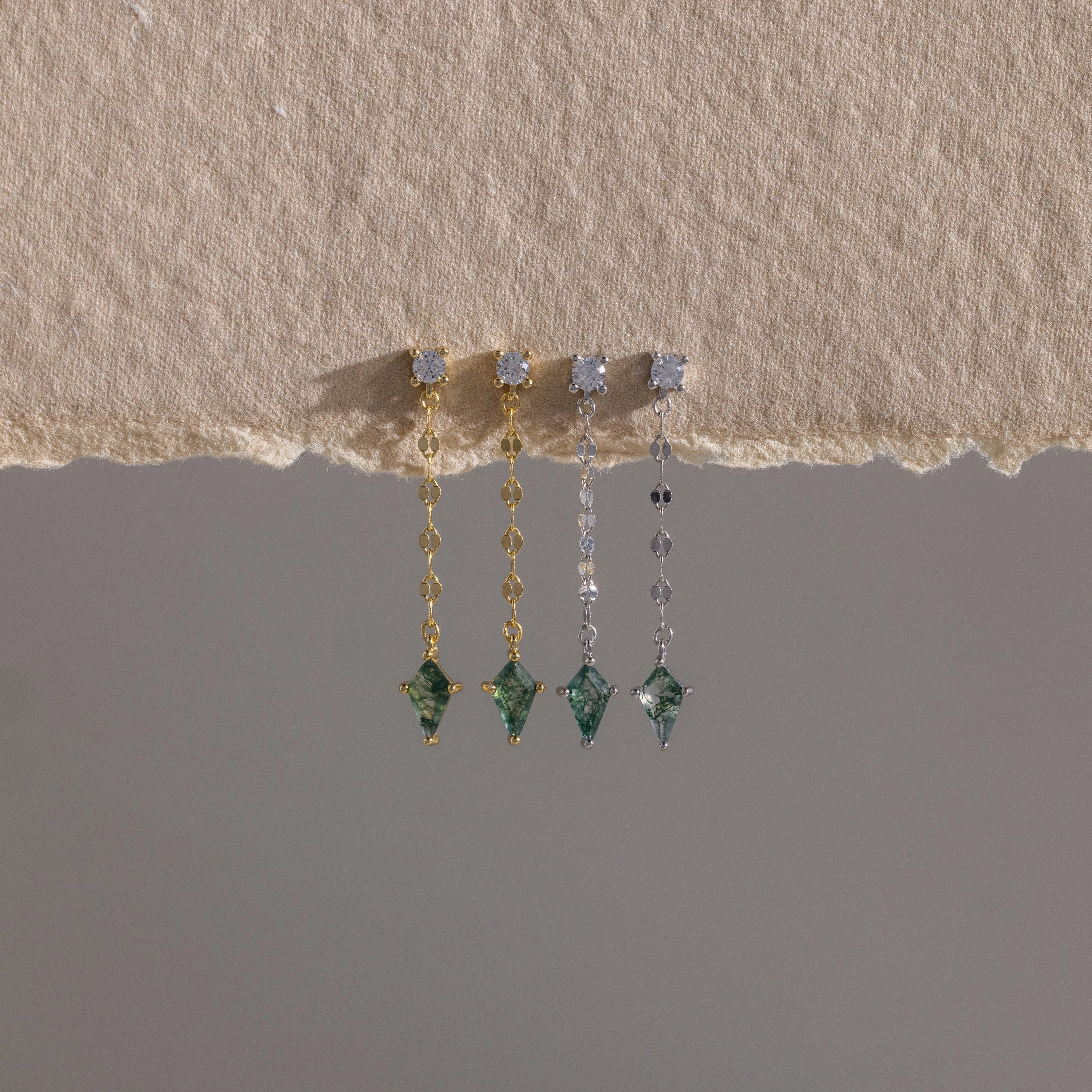 Agate Diamond Earrings Silver 18K Gold Plated