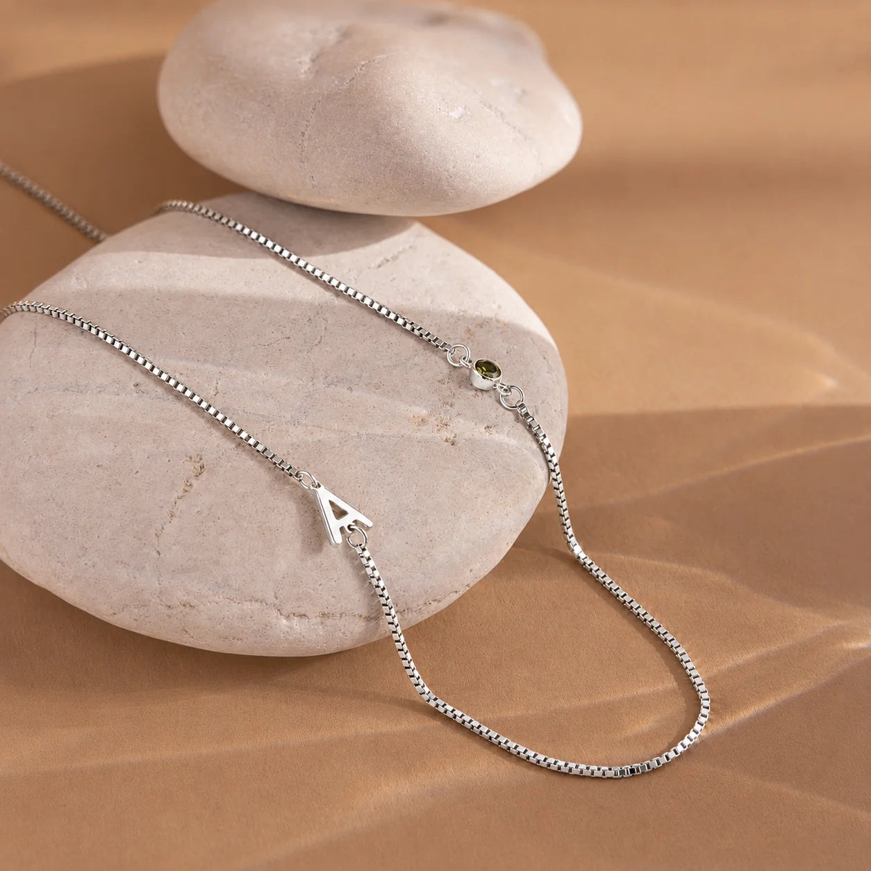 Birthstone Initial Necklace