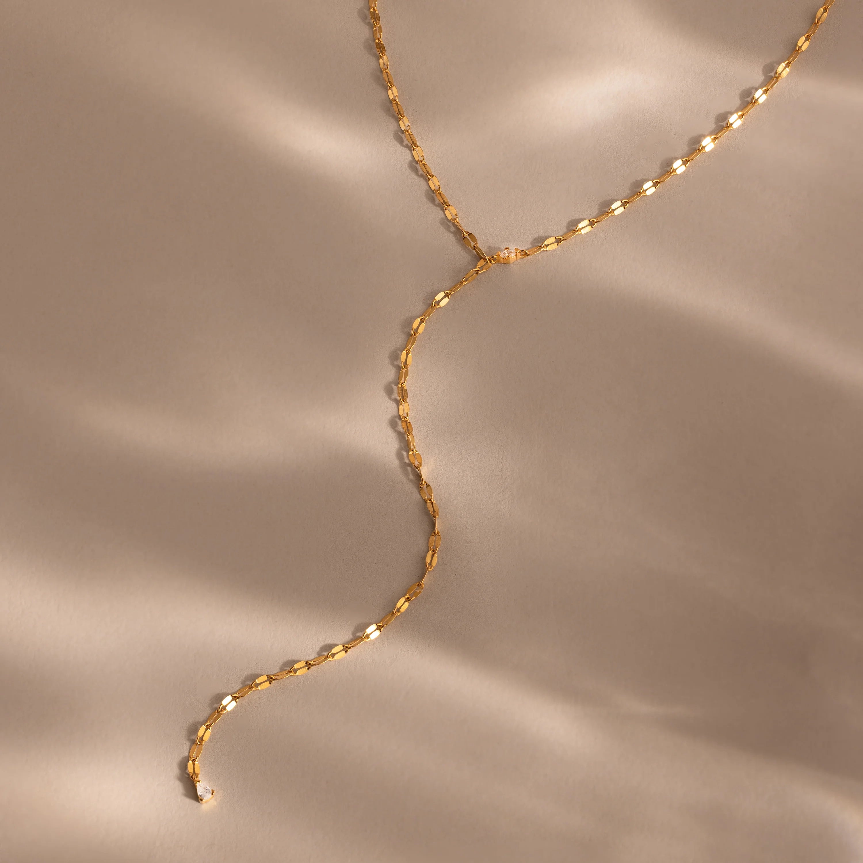 Sparkling Diamond Lariat Necklace Silver 18K Gold Plated