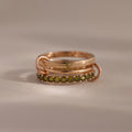 Triple Linked Peridot Ring Set  Silver 18K Gold Plated