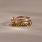 Triple Linked Peridot Ring Set  Silver 18K Gold Plated