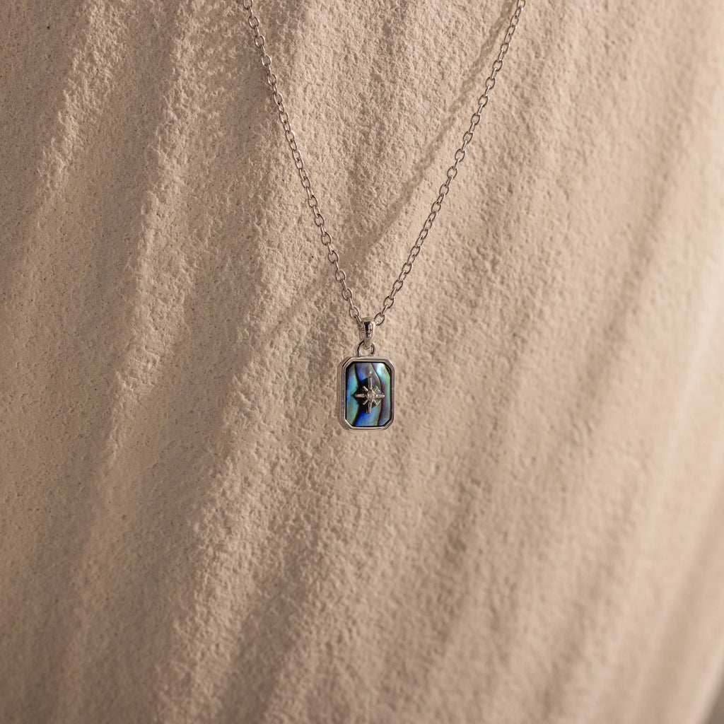 North Star Gemstone Necklace Silver 18K Gold Plated