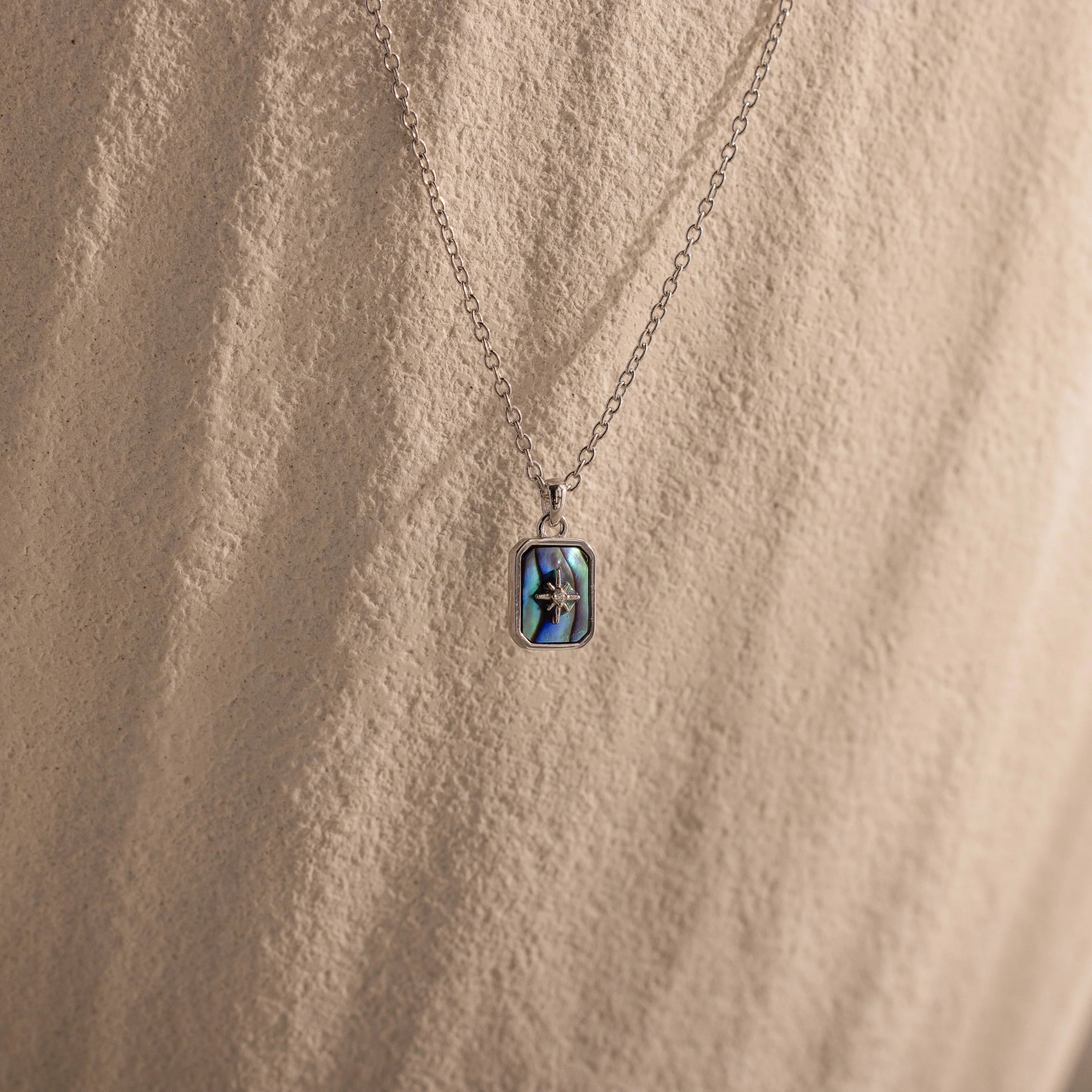 North Star Gemstone Necklace Silver 18K Gold Plated
