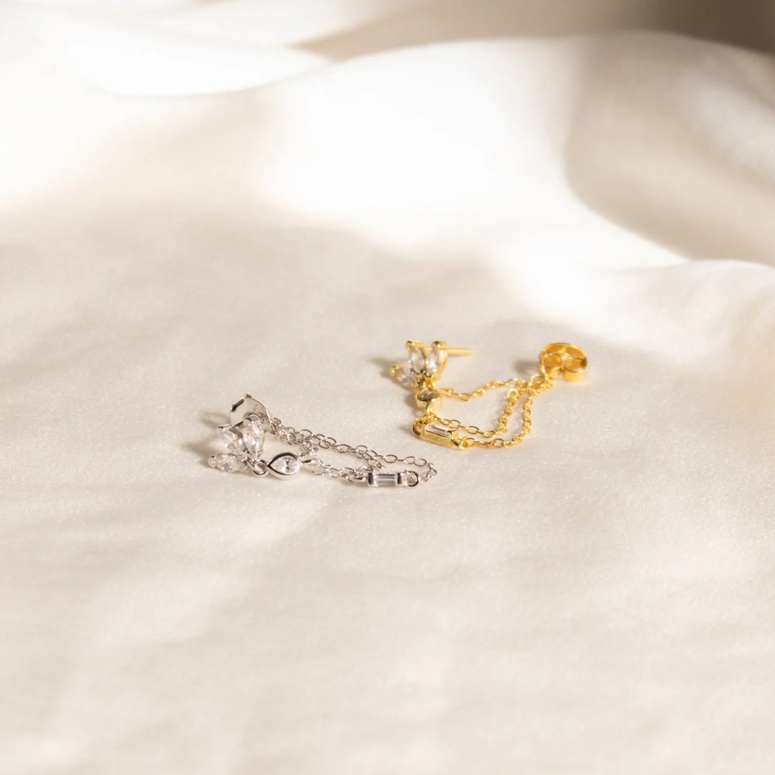Genesis Chain Earrings Silver 18K Gold Plated