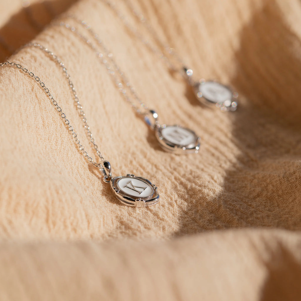 Initial Pendant Necklace Silver 18K Gold Plated
