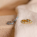 Blue Opal Beaded Huggies Silver 18K Gold Plated