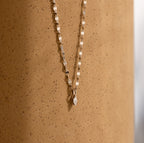 Marquise Diamond Pendant Necklace Silver 18K Gold Plated