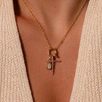 Diamond Pave Cross Charm Silver 18K Gold Plated