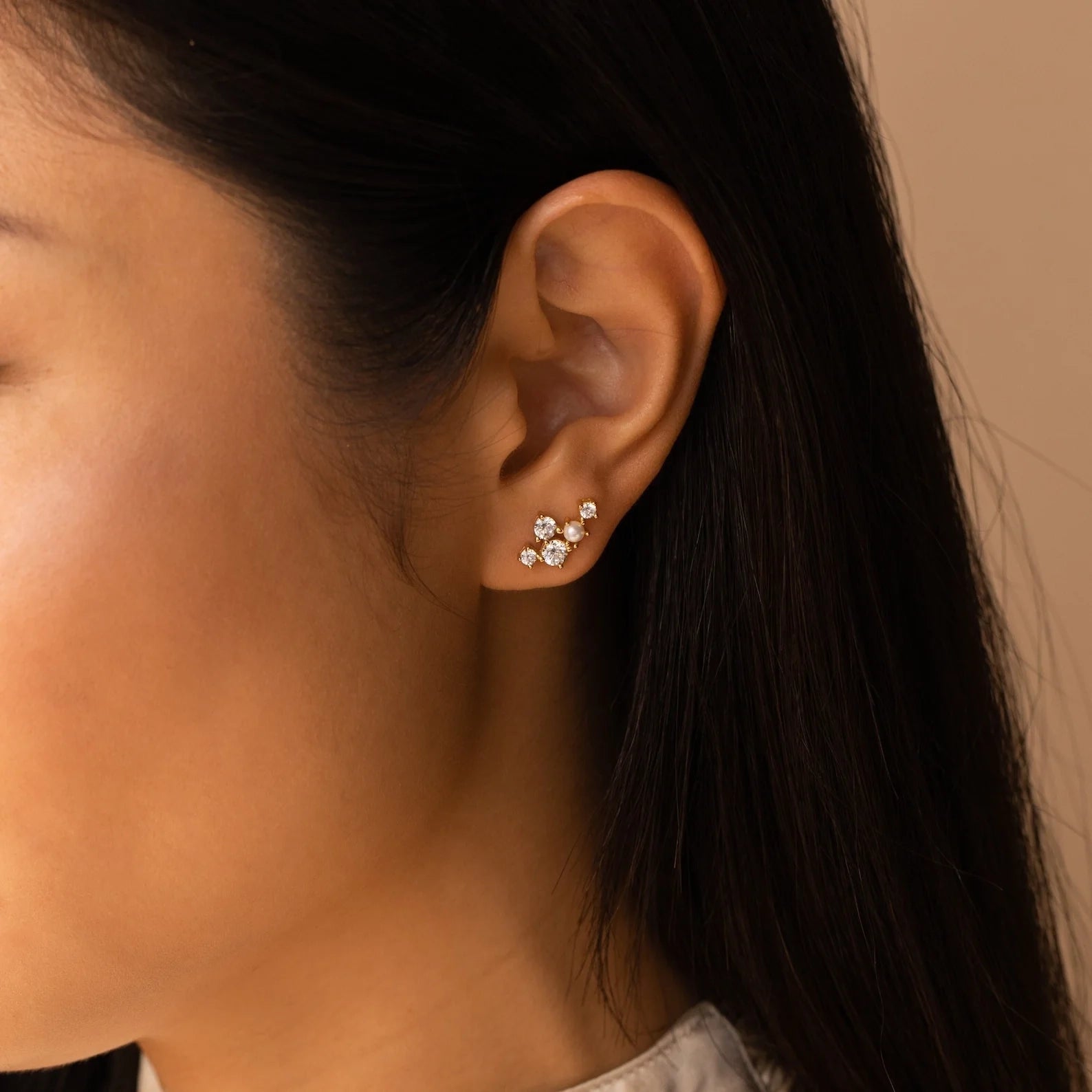 Seine Diamond Studs Silver 18K Gold Plated