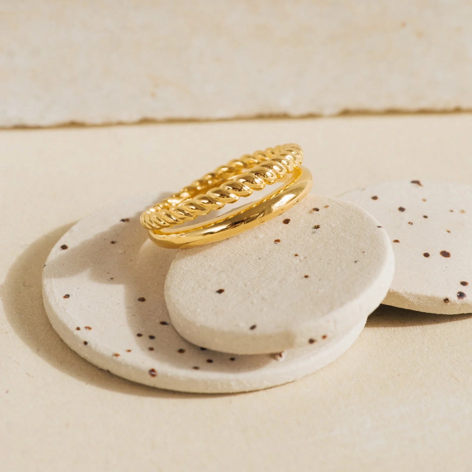 Twisted Band Duo Ring in Silver 18K Gold Plated