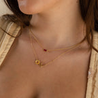 Flower Birthstone Necklace Silver 18K Gold Plated