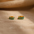 Green Opal Inlay Huggies  Silver 18K Gold Plated