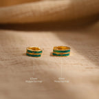 Green Opal Inlay Huggies  Silver 18K Gold Plated