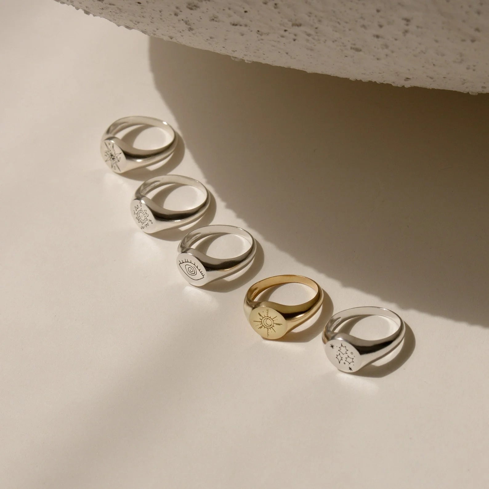 Wanderlust Signet Ring Silver 18K Gold Plated