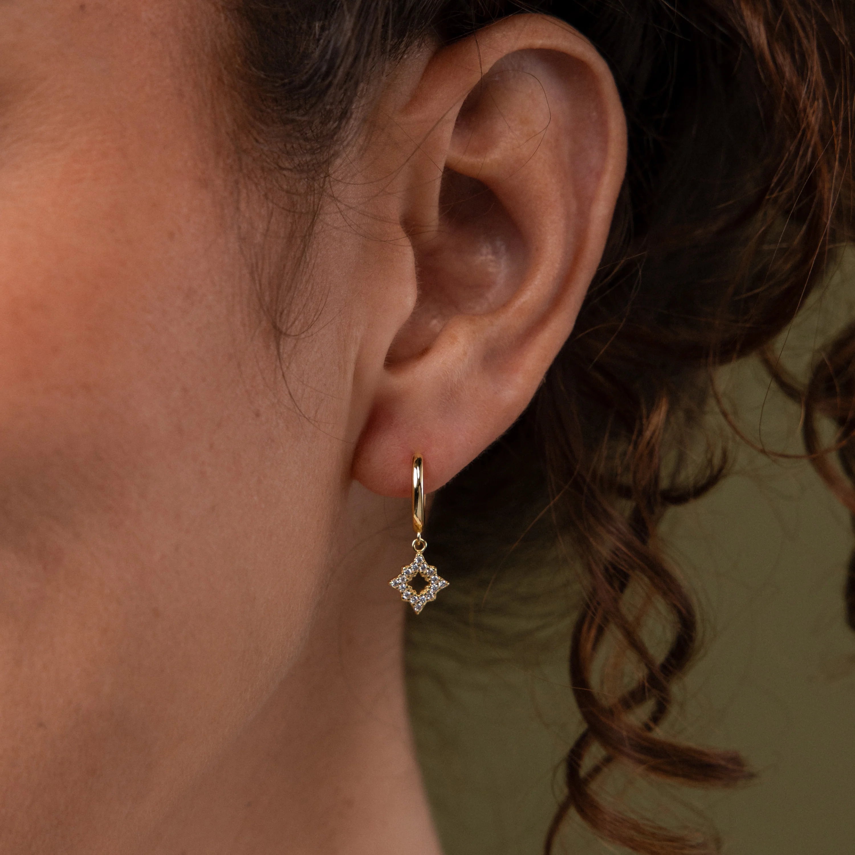Twilight Star Hoops Silver 18K Gold Plated