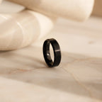 Men's Thick Black Ring Silver 18K Gold Plated