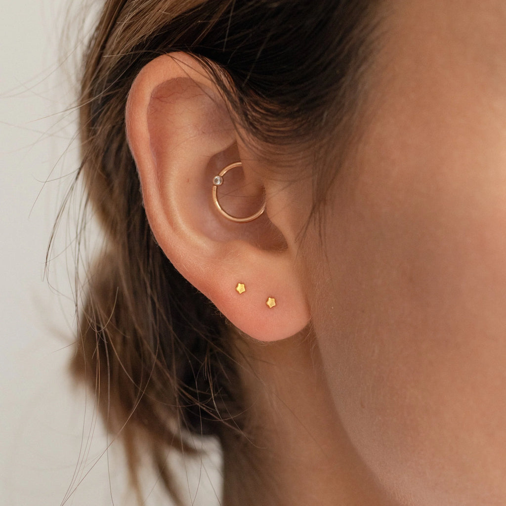 Tiny Moon & Star Studs Silver 18K Gold Plated