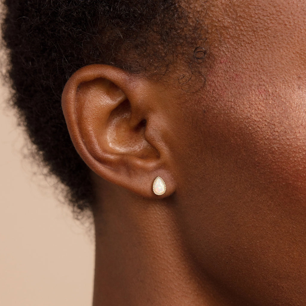 Opal Teardrop Studs Silver 18K Gold Plated