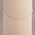 Diamond Drop Station Necklace Silver 18K Gold Plated