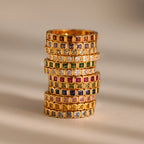 Eternity Bezel Emerald Ring Silver 18K Gold Plated