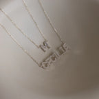 Pave Name Necklace Silver 18K Gold Plated
