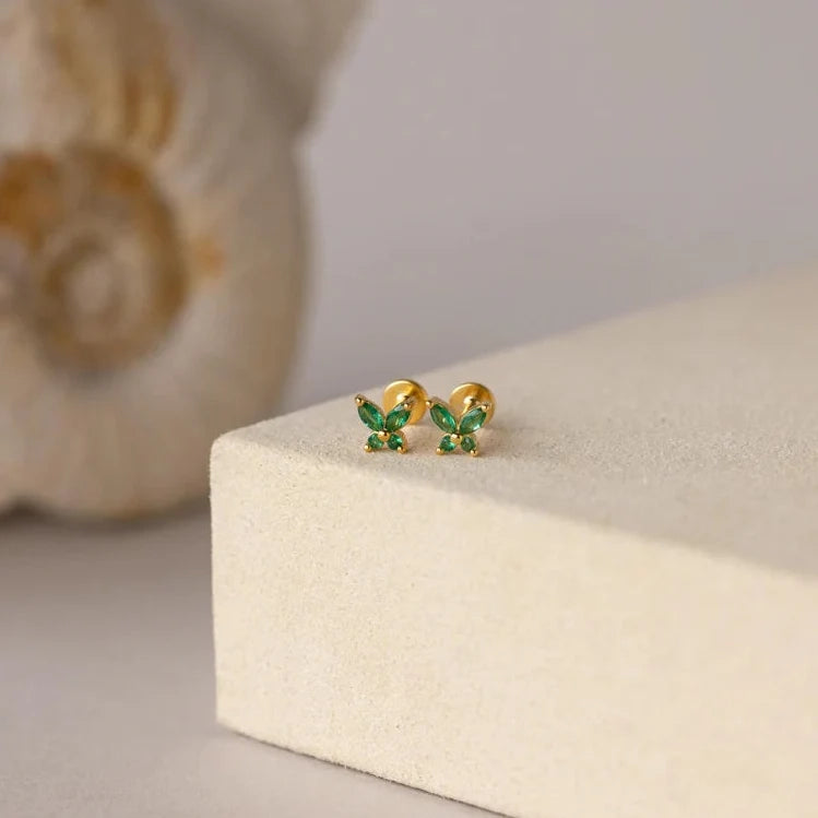 Mini Butterfly Birthstone Studs