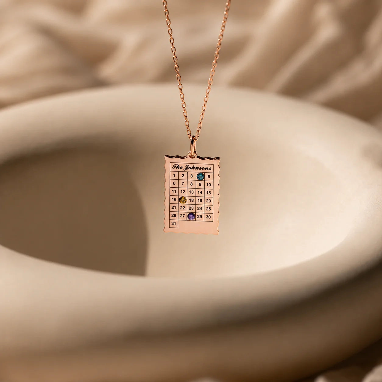 Calendar Birthstone Charm Necklace