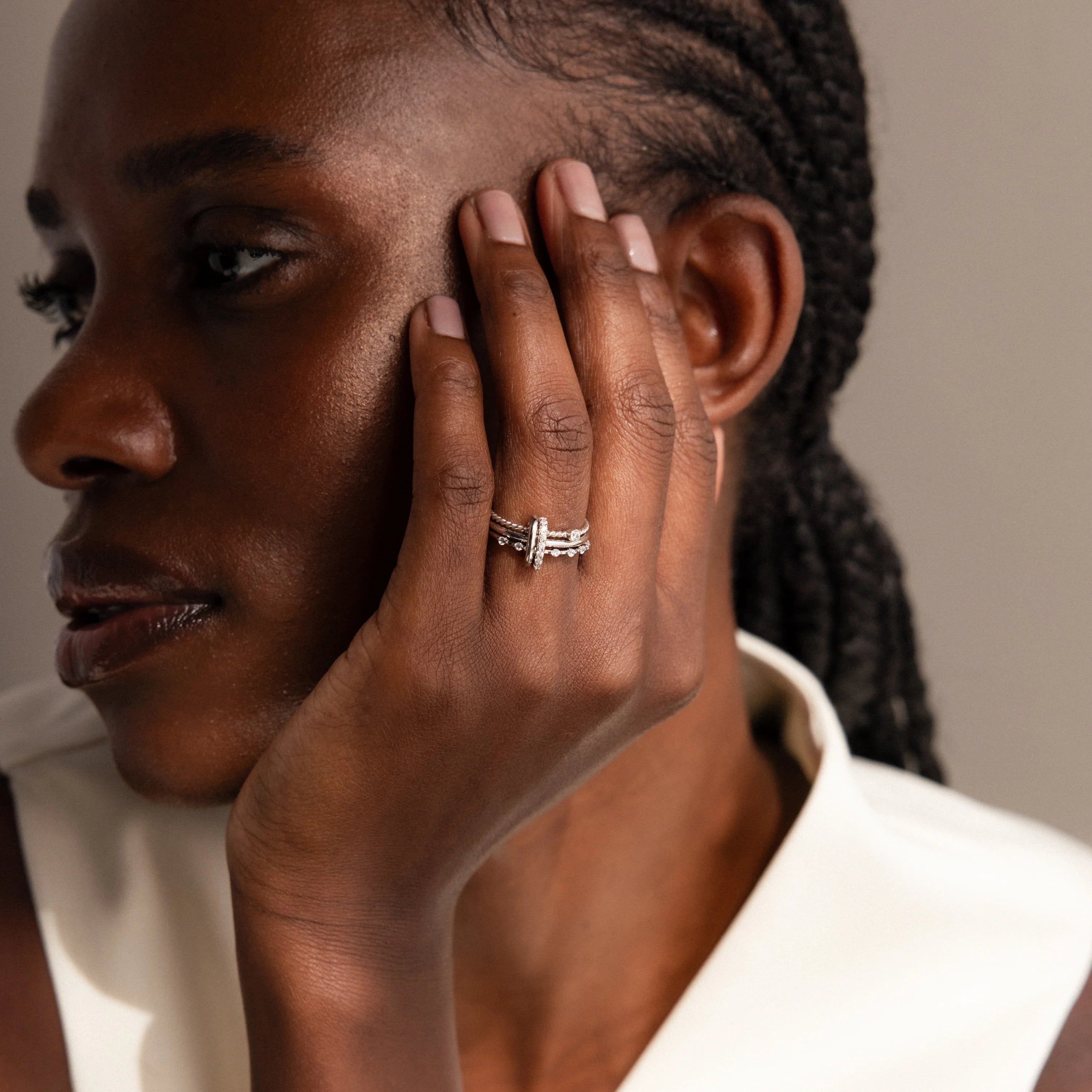 Multipurpose Pave Ring Lock Set in Silver 18K Gold Plated