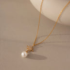 North Star Pearl Necklace Silver 18K Gold Plated
