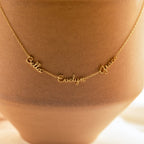 Dainty Tiny Multiple Name Necklace Silver 18K Gold Plated