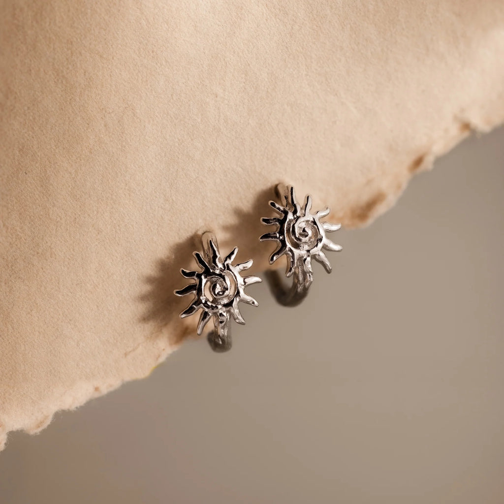 Celestial Sun Huggies Silver 18K Gold Plated