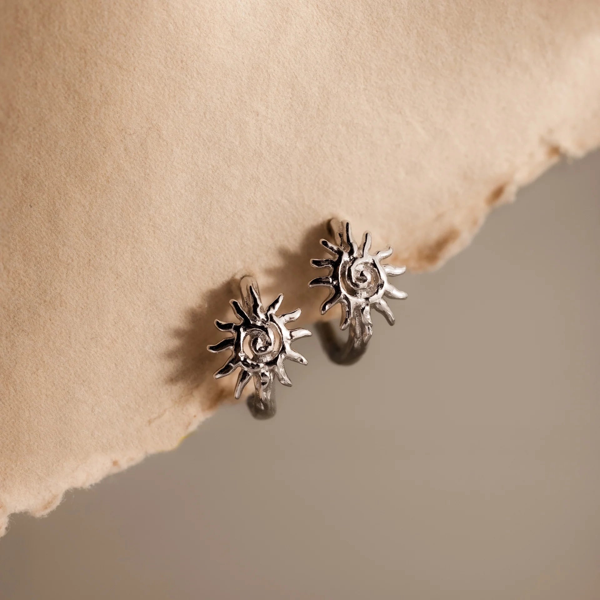 Celestial Sun Huggies Silver 18K Gold Plated