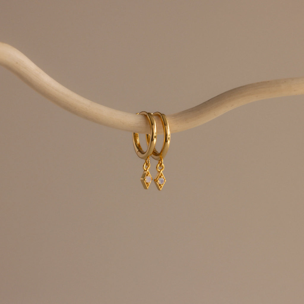 Ericka Opal Huggies Silver 18K Gold Plated