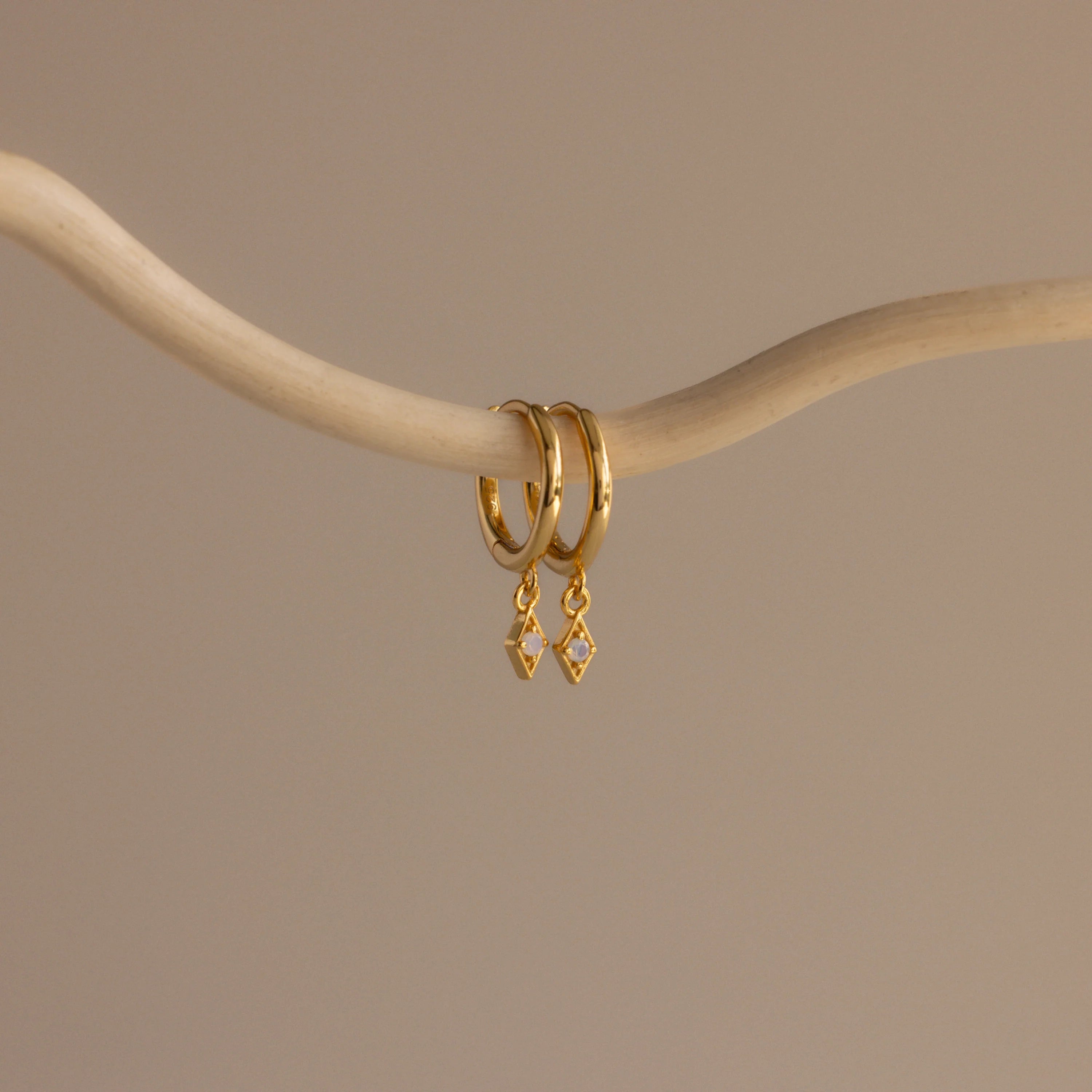 Ericka Opal Huggies Silver 18K Gold Plated