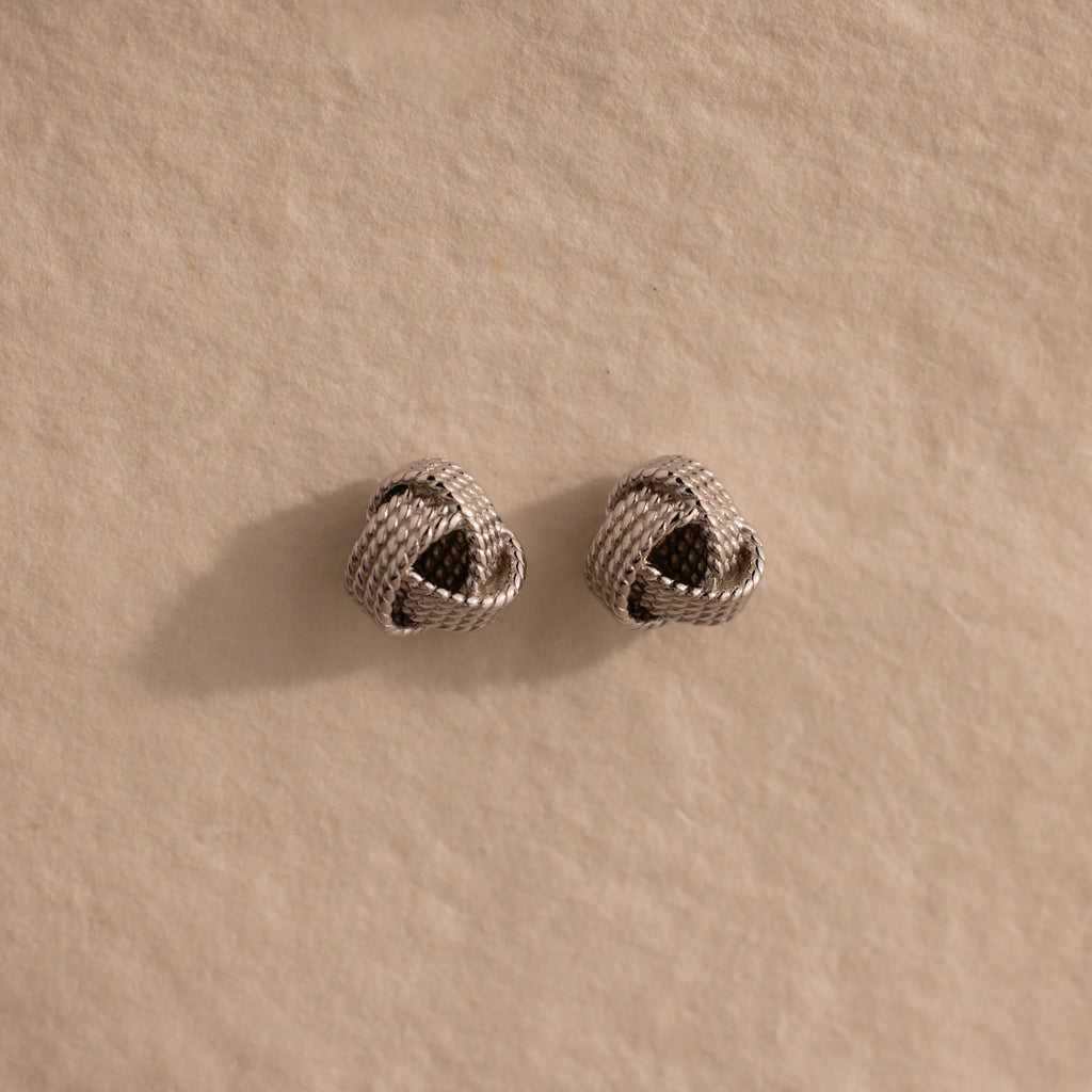 Rope Knot Studs Silver 18K Gold Plated