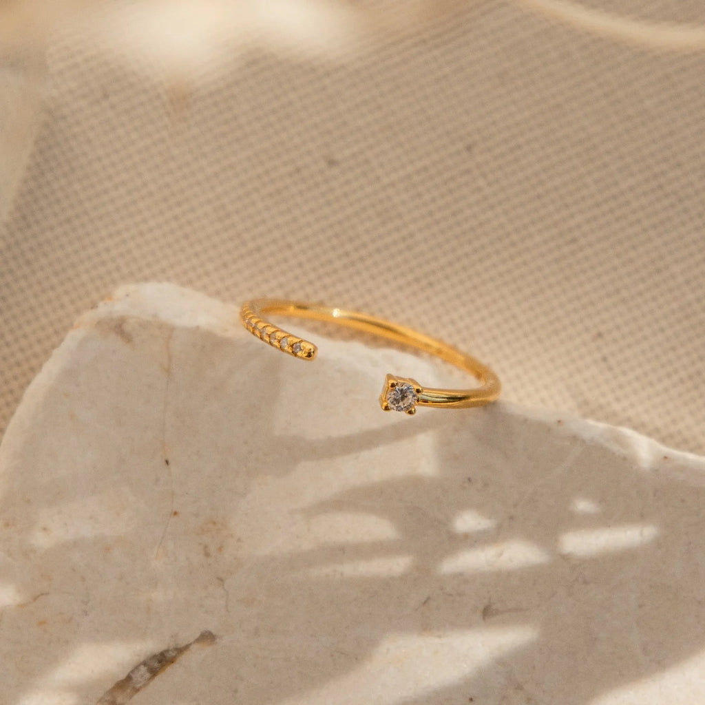 Cecilia Pave Ring Silver 18K Gold Plated