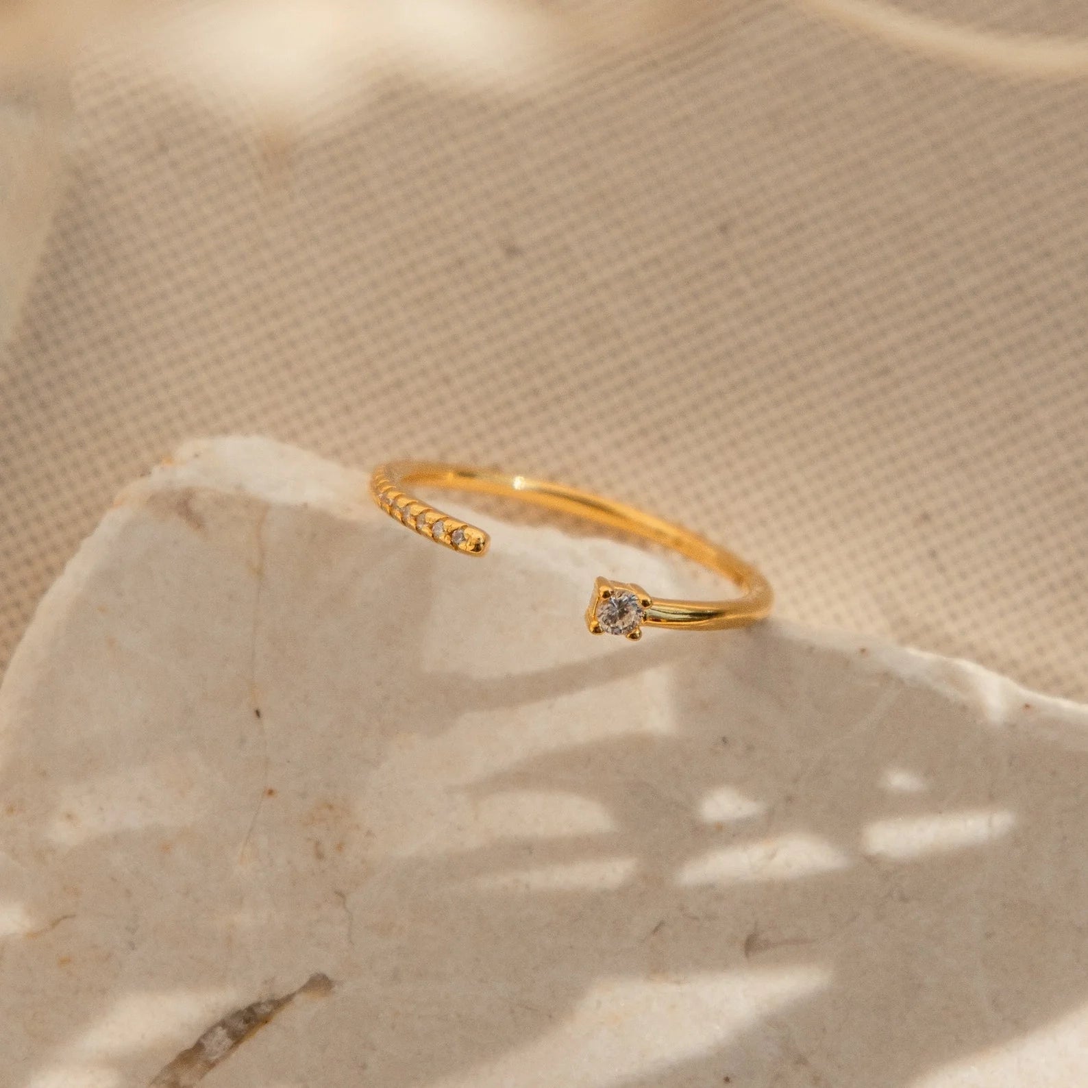 Cecilia Pave Ring Silver 18K Gold Plated