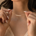 Diamond Baguette Bar Necklace Silver 18K Gold Plated