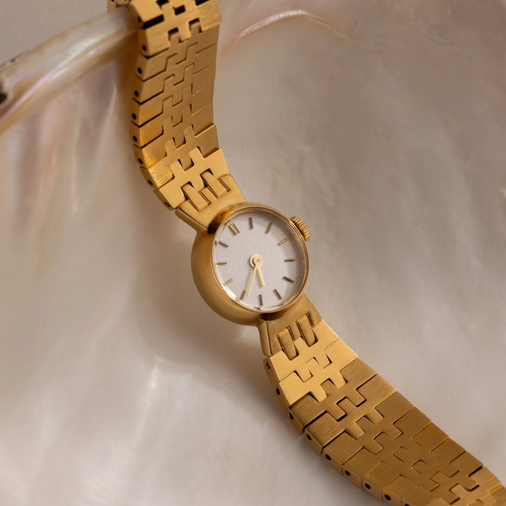 Brick Link Timepiece Silver 18K Gold Plated