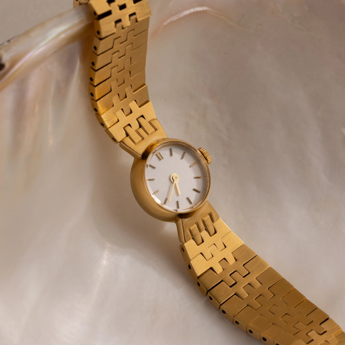Brick Link Timepiece Silver 18K Gold Plated