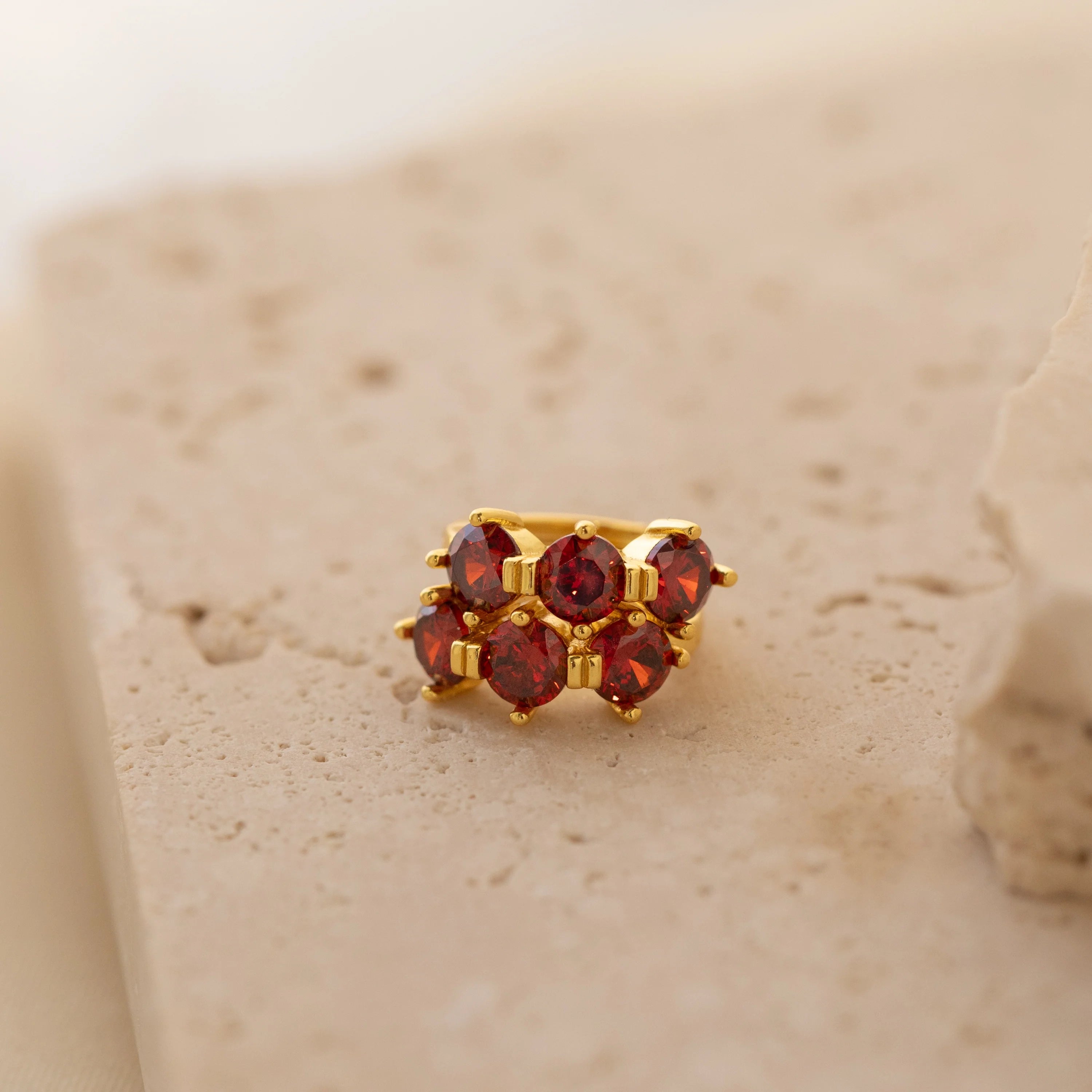 Triple Garnet Huggies Silver 18K Gold Plated