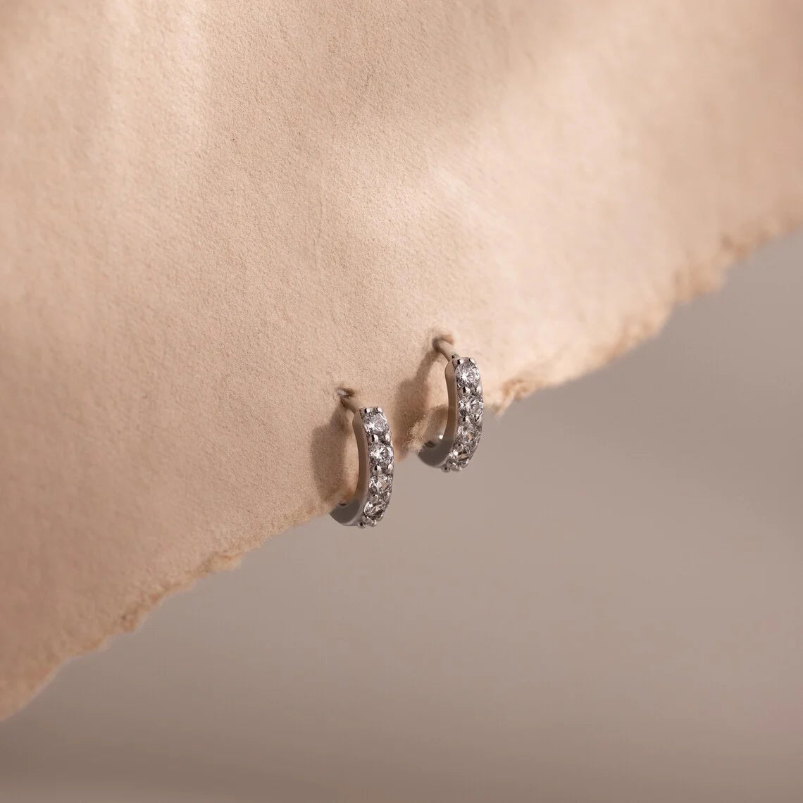Elise Diamond Huggies Silver 18K Gold Plated