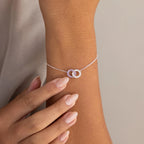 Interlocking Duo Birthstone Bracelet Silver 18K Gold Plated