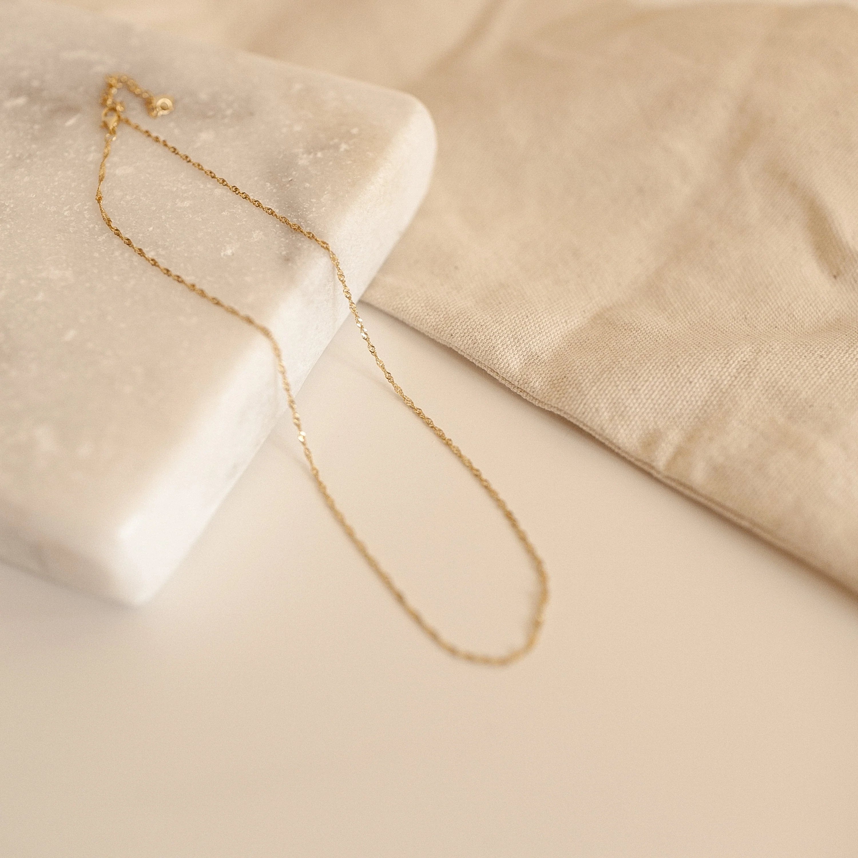 Singapore Twist Necklace Silver 18K Gold Plated