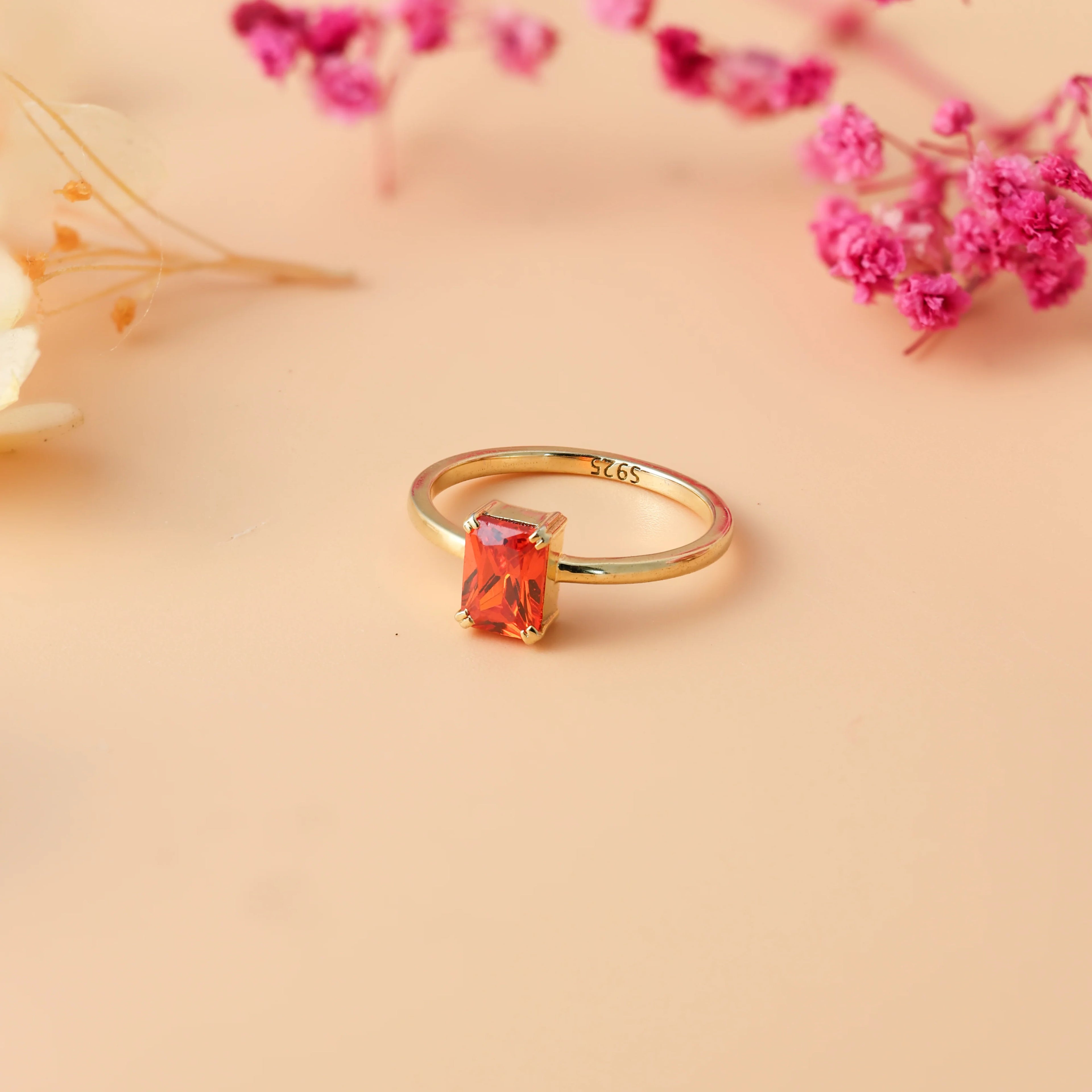 Emerald Cut Birthstone Ring