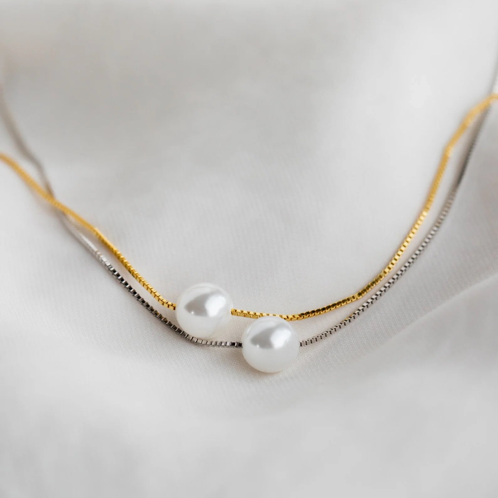 Freshwater Pearl Necklace Silver 18K Gold Plated