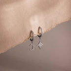 Moon and Star Huggies Silver 18K Gold Plated