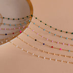 Beaded Station Necklaces Silver 18K Gold Plated