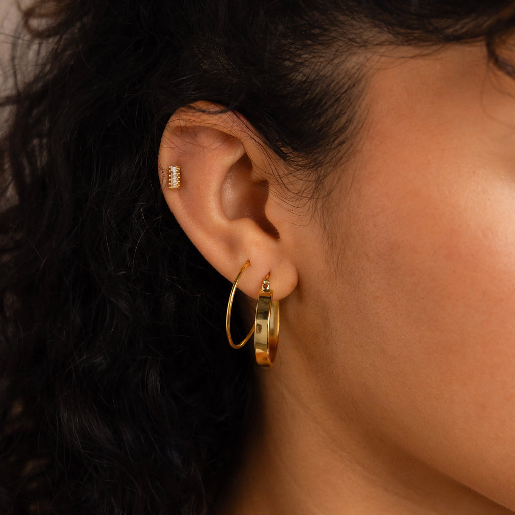 Thick Hoops Earrings Silver 18K Gold Plated